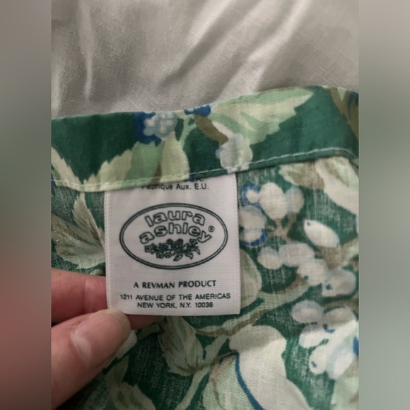 Vintage 90s Green Blue Bramble Berry Floral Laura Ashley Twin Dust Ruffle - Picture 3 of 7